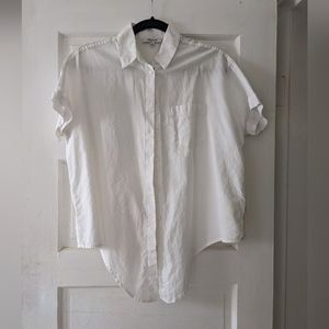 Women's White Button-Down Tie-Front Top